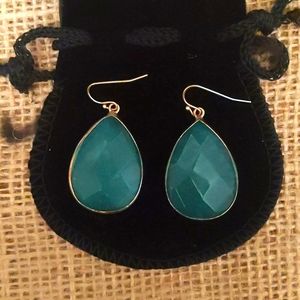 Anthropologie Jade teardrop shape gold earrings